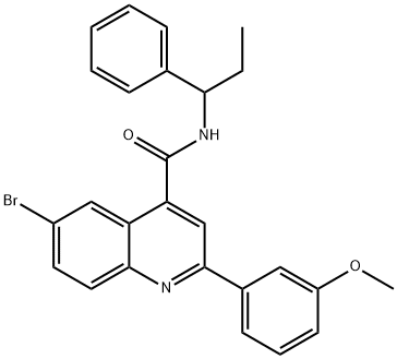 6-bromo-2-(3-methoxyphenyl)-N-(1-phenylpropyl)-4-quinolinecarboxamide Structure