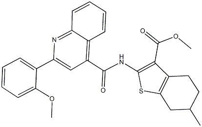 methyl 2-({[2-(2-methoxyphenyl)-4-quinolinyl]carbonyl}amino)-6-methyl-4,5,6,7-tetrahydro-1-benzothiophene-3-carboxylate 구조식 이미지