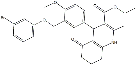 ethyl 4-{3-[(3-bromophenoxy)methyl]-4-methoxyphenyl}-2-methyl-5-oxo-1,4,5,6,7,8-hexahydro-3-quinolinecarboxylate 구조식 이미지