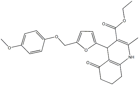 ethyl 4-{5-[(4-methoxyphenoxy)methyl]-2-furyl}-2-methyl-5-oxo-1,4,5,6,7,8-hexahydro-3-quinolinecarboxylate Structure