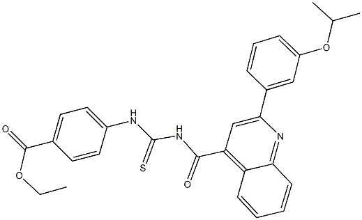 ethyl 4-{[({[2-(3-isopropoxyphenyl)-4-quinolinyl]carbonyl}amino)carbothioyl]amino}benzoate 구조식 이미지