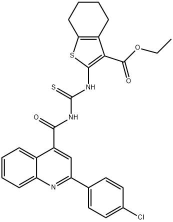 ethyl 2-{[({[2-(4-chlorophenyl)-4-quinolinyl]carbonyl}amino)carbothioyl]amino}-4,5,6,7-tetrahydro-1-benzothiophene-3-carboxylate Structure