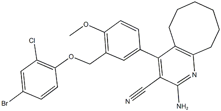 2-amino-4-{3-[(4-bromo-2-chlorophenoxy)methyl]-4-methoxyphenyl}-5,6,7,8,9,10-hexahydrocycloocta[b]pyridine-3-carbonitrile 구조식 이미지