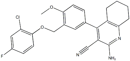 2-amino-4-{3-[(2-chloro-4-fluorophenoxy)methyl]-4-methoxyphenyl}-5,6,7,8-tetrahydro-3-quinolinecarbonitrile 구조식 이미지