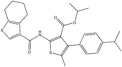 isopropyl 4-(4-isopropylphenyl)-5-methyl-2-[(4,5,6,7-tetrahydro-1-benzothien-3-ylcarbonyl)amino]-3-thiophenecarboxylate Structure