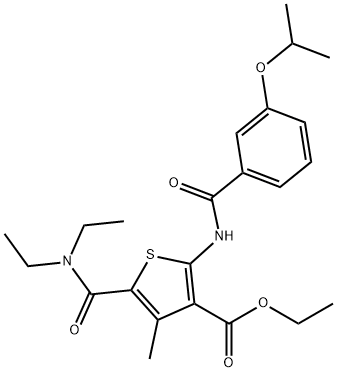 ethyl 5-[(diethylamino)carbonyl]-2-[(3-isopropoxybenzoyl)amino]-4-methyl-3-thiophenecarboxylate 구조식 이미지