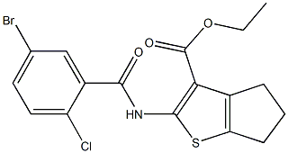 ethyl 2-[(5-bromo-2-chlorobenzoyl)amino]-5,6-dihydro-4H-cyclopenta[b]thiophene-3-carboxylate 구조식 이미지