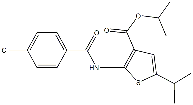 isopropyl 2-[(4-chlorobenzoyl)amino]-5-isopropyl-3-thiophenecarboxylate 구조식 이미지