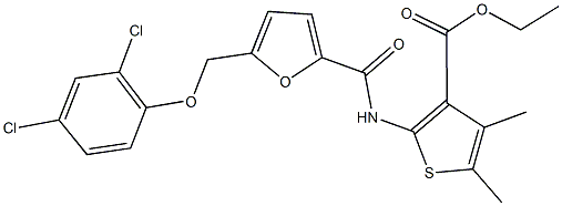 ethyl 2-({5-[(2,4-dichlorophenoxy)methyl]-2-furoyl}amino)-4,5-dimethyl-3-thiophenecarboxylate Structure