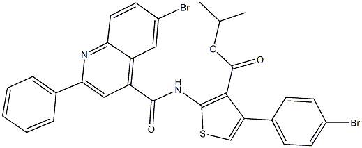 isopropyl 4-(4-bromophenyl)-2-{[(6-bromo-2-phenyl-4-quinolinyl)carbonyl]amino}-3-thiophenecarboxylate Structure