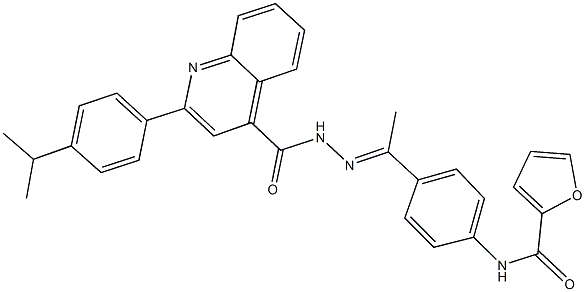 N-[4-(N-{[2-(4-isopropylphenyl)-4-quinolinyl]carbonyl}ethanehydrazonoyl)phenyl]-2-furamide 구조식 이미지