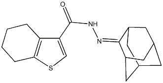 N'-tricyclo[3.3.1.1~3,7~]dec-2-ylidene-4,5,6,7-tetrahydro-1-benzothiophene-3-carbohydrazide 구조식 이미지