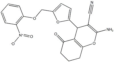 2-amino-4-[5-({2-nitrophenoxy}methyl)-2-furyl]-5-oxo-5,6,7,8-tetrahydro-4H-chromene-3-carbonitrile Structure