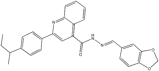 N'-(1,3-benzodioxol-5-ylmethylene)-2-(4-sec-butylphenyl)-4-quinolinecarbohydrazide 구조식 이미지