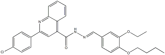 N'-(4-butoxy-3-ethoxybenzylidene)-2-(4-chlorophenyl)-4-quinolinecarbohydrazide 구조식 이미지