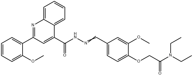 N,N-diethyl-2-[2-methoxy-4-(2-{[2-(2-methoxyphenyl)-4-quinolinyl]carbonyl}carbohydrazonoyl)phenoxy]acetamide Structure