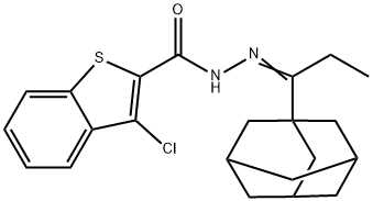 N'-[1-(1-adamantyl)propylidene]-3-chloro-1-benzothiophene-2-carbohydrazide 구조식 이미지