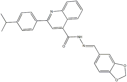 N'-(1,3-benzodioxol-5-ylmethylene)-2-(4-isopropylphenyl)-4-quinolinecarbohydrazide 구조식 이미지