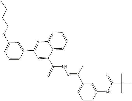 N-[3-(N-{[2-(3-butoxyphenyl)-4-quinolinyl]carbonyl}ethanehydrazonoyl)phenyl]-2,2-dimethylpropanamide 구조식 이미지