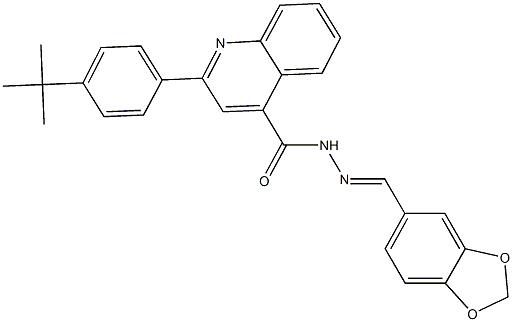 N'-(1,3-benzodioxol-5-ylmethylene)-2-(4-tert-butylphenyl)-4-quinolinecarbohydrazide 구조식 이미지