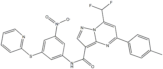 7-(difluoromethyl)-N-[3-nitro-5-(2-pyridinylsulfanyl)phenyl]-5-(4-methylphenyl)pyrazolo[1,5-a]pyrimidine-3-carboxamide 구조식 이미지