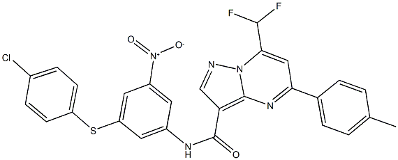 N-{3-[(4-chlorophenyl)sulfanyl]-5-nitrophenyl}-7-(difluoromethyl)-5-(4-methylphenyl)pyrazolo[1,5-a]pyrimidine-3-carboxamide Structure
