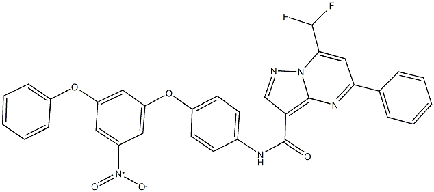 7-(difluoromethyl)-N-(4-{3-nitro-5-phenoxyphenoxy}phenyl)-5-phenylpyrazolo[1,5-a]pyrimidine-3-carboxamide Structure