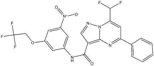 7-(difluoromethyl)-N-[3-nitro-5-(2,2,2-trifluoroethoxy)phenyl]-5-phenylpyrazolo[1,5-a]pyrimidine-3-carboxamide 구조식 이미지