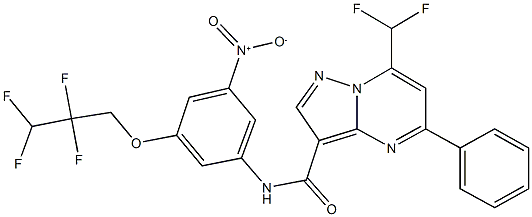 7-(difluoromethyl)-N-[3-nitro-5-(2,2,3,3-tetrafluoropropoxy)phenyl]-5-phenylpyrazolo[1,5-a]pyrimidine-3-carboxamide Structure