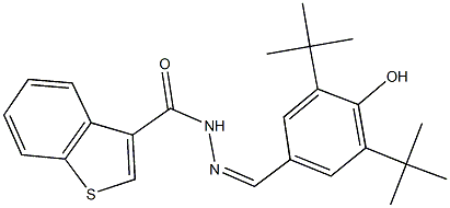 N'-(3,5-ditert-butyl-4-hydroxybenzylidene)-1-benzothiophene-3-carbohydrazide 구조식 이미지