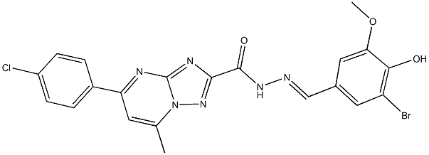 N'-(3-bromo-4-hydroxy-5-methoxybenzylidene)-5-(4-chlorophenyl)-7-methyl[1,2,4]triazolo[1,5-a]pyrimidine-2-carbohydrazide 구조식 이미지