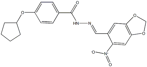 4-(cyclopentyloxy)-N'-({6-nitro-1,3-benzodioxol-5-yl}methylene)benzohydrazide 구조식 이미지