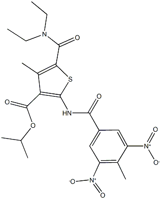isopropyl 2-({3,5-bisnitro-4-methylbenzoyl}amino)-5-[(diethylamino)carbonyl]-4-methyl-3-thiophenecarboxylate Structure