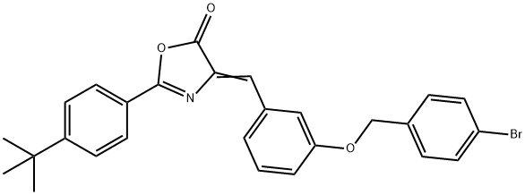 4-{3-[(4-bromobenzyl)oxy]benzylidene}-2-(4-tert-butylphenyl)-1,3-oxazol-5(4H)-one 구조식 이미지