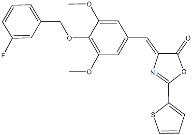 4-{4-[(3-fluorobenzyl)oxy]-3,5-dimethoxybenzylidene}-2-(2-thienyl)-1,3-oxazol-5(4H)-one 구조식 이미지