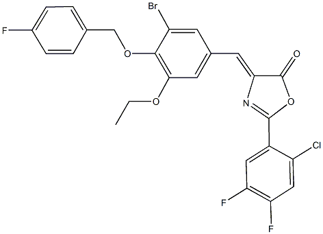 4-{3-bromo-5-ethoxy-4-[(4-fluorobenzyl)oxy]benzylidene}-2-(2-chloro-4,5-difluorophenyl)-1,3-oxazol-5(4H)-one Structure