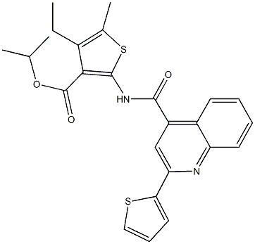 isopropyl 4-ethyl-5-methyl-2-({[2-(2-thienyl)-4-quinolinyl]carbonyl}amino)-3-thiophenecarboxylate 구조식 이미지