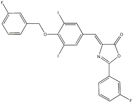 4-{4-[(3-fluorobenzyl)oxy]-3,5-diiodobenzylidene}-2-(3-fluorophenyl)-1,3-oxazol-5(4H)-one Structure