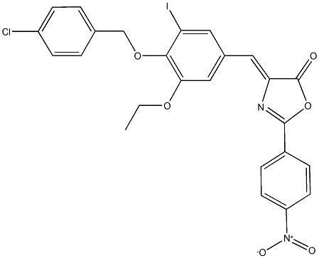 4-{4-[(4-chlorobenzyl)oxy]-3-ethoxy-5-iodobenzylidene}-2-{4-nitrophenyl}-1,3-oxazol-5(4H)-one Structure