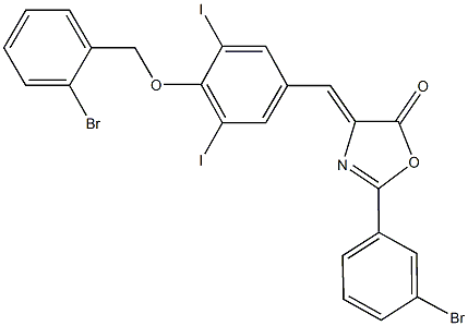 4-{4-[(2-bromobenzyl)oxy]-3,5-diiodobenzylidene}-2-(3-bromophenyl)-1,3-oxazol-5(4H)-one Structure