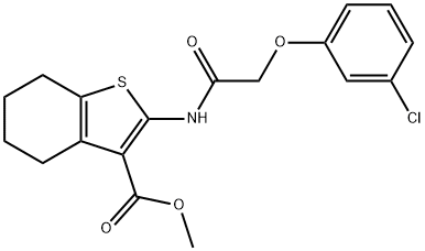 methyl 2-{[(3-chlorophenoxy)acetyl]amino}-4,5,6,7-tetrahydro-1-benzothiophene-3-carboxylate 구조식 이미지