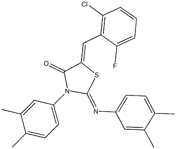 5-(2-chloro-6-fluorobenzylidene)-3-(3,4-dimethylphenyl)-2-[(3,4-dimethylphenyl)imino]-1,3-thiazolidin-4-one 구조식 이미지