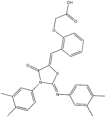 [2-({3-(3,4-dimethylphenyl)-2-[(3,4-dimethylphenyl)imino]-4-oxo-1,3-thiazolidin-5-ylidene}methyl)phenoxy]acetic acid Structure