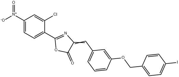 2-{2-chloro-4-nitrophenyl}-4-{3-[(4-iodobenzyl)oxy]benzylidene}-1,3-oxazol-5(4H)-one Structure