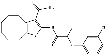 2-{[2-(3-chlorophenoxy)propanoyl]amino}-4,5,6,7,8,9-hexahydrocycloocta[b]thiophene-3-carboxamide 구조식 이미지