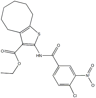 ethyl 2-({4-chloro-3-nitrobenzoyl}amino)-4,5,6,7,8,9-hexahydrocycloocta[b]thiophene-3-carboxylate 구조식 이미지