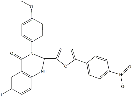 2-(5-{4-nitrophenyl}-2-furyl)-6-iodo-3-(4-methoxyphenyl)-2,3-dihydro-4(1H)-quinazolinone 구조식 이미지