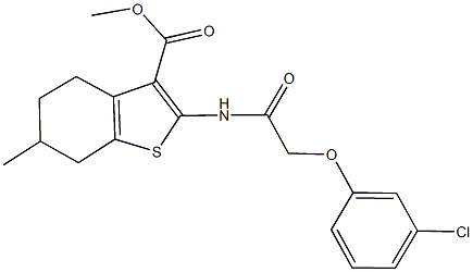 methyl 2-{[(3-chlorophenoxy)acetyl]amino}-6-methyl-4,5,6,7-tetrahydro-1-benzothiophene-3-carboxylate 구조식 이미지