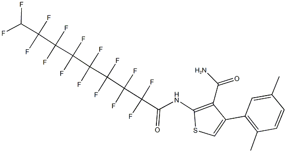 4-(2,5-dimethylphenyl)-2-[(2,2,3,3,4,4,5,5,6,6,7,7,8,8,9,9-hexadecafluorononanoyl)amino]-3-thiophenecarboxamide 구조식 이미지