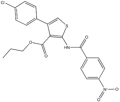 propyl 4-(4-chlorophenyl)-2-({4-nitrobenzoyl}amino)-3-thiophenecarboxylate 구조식 이미지